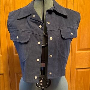 Western Collection Navy Blue Cropped Vest with Snaps NWOT